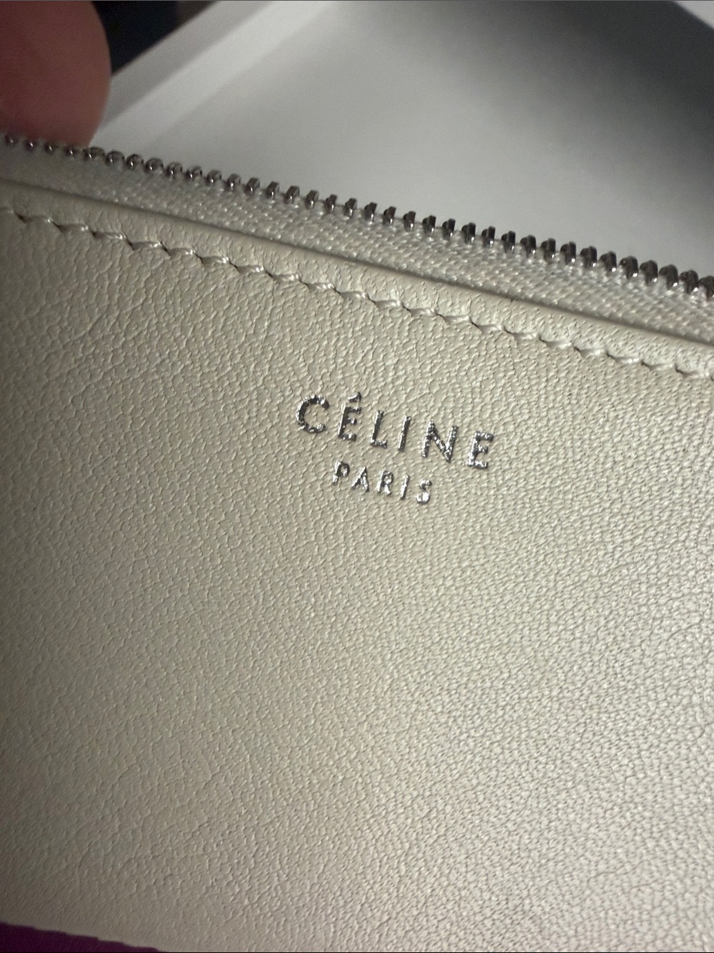 Celine Two-Tone Leather Pouch in Cream & Purple - Picture 5 of 6